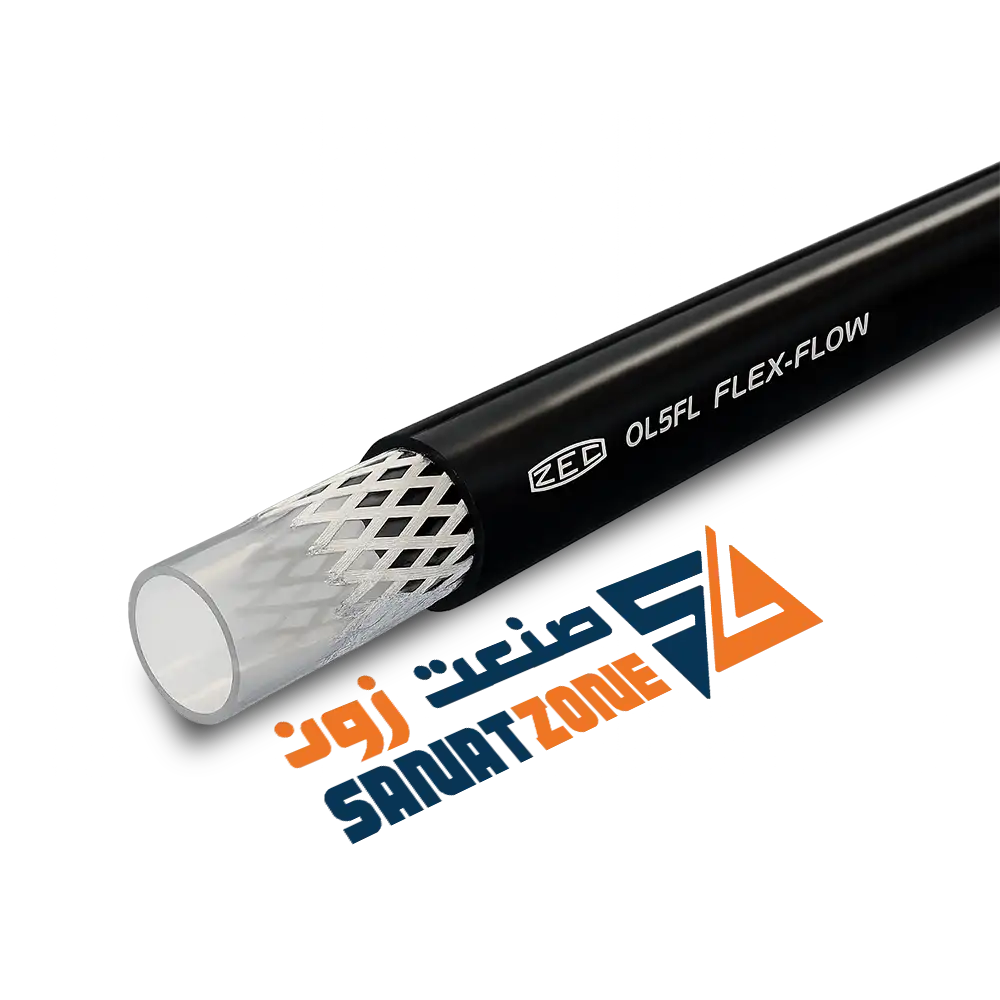 شیلنگ ترموپلاستیک مشکی یک لا نخ داخل تفلون لاستیکی 1/4" OL5FL FLEX-FLOW