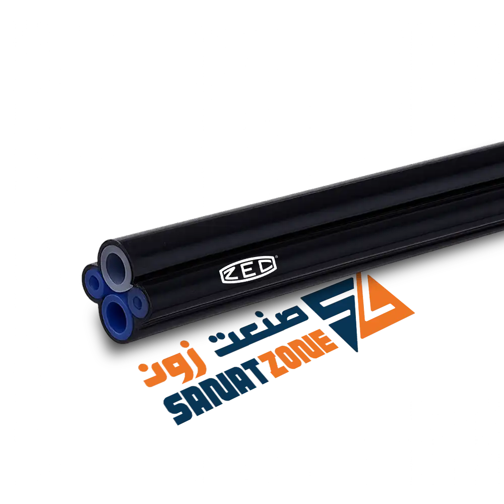 شیلنگ پنوماتیک ترموپلاستیک مشکی داخل چهار قلو تفلون(مشکی-سفید-قرمز-ابی) ZEC MA PA12